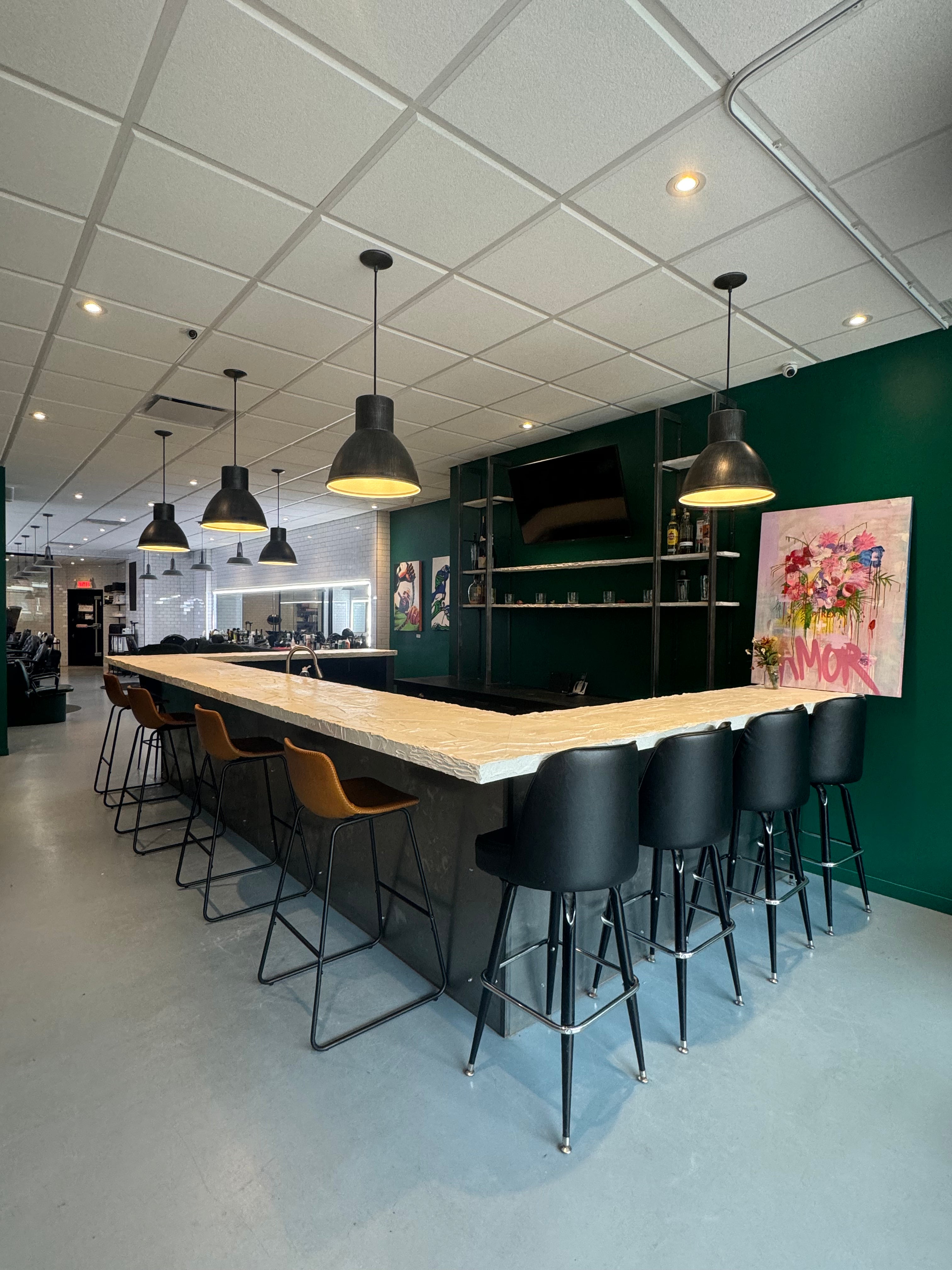 bar section at mama's boy barbershop