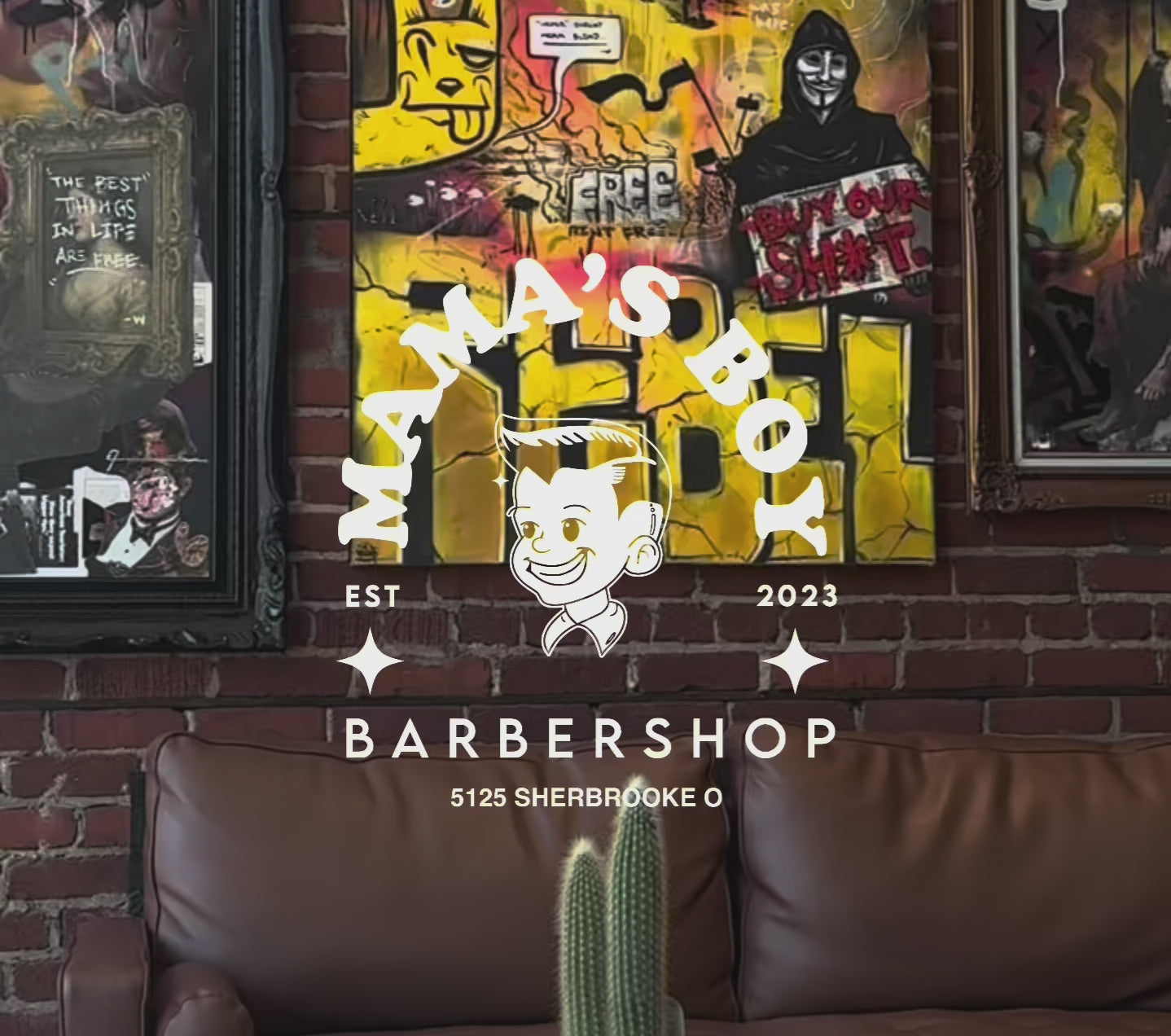 Load video: A video showing what we do at mama&#39;s boy barbershop : art show, coffee shop and hair styling